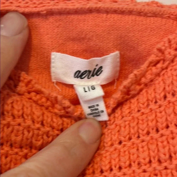 aerie Orange Crop Ribbed Tank Top with Scoop Neck and Sleeveless Design - Picture 2 of 4